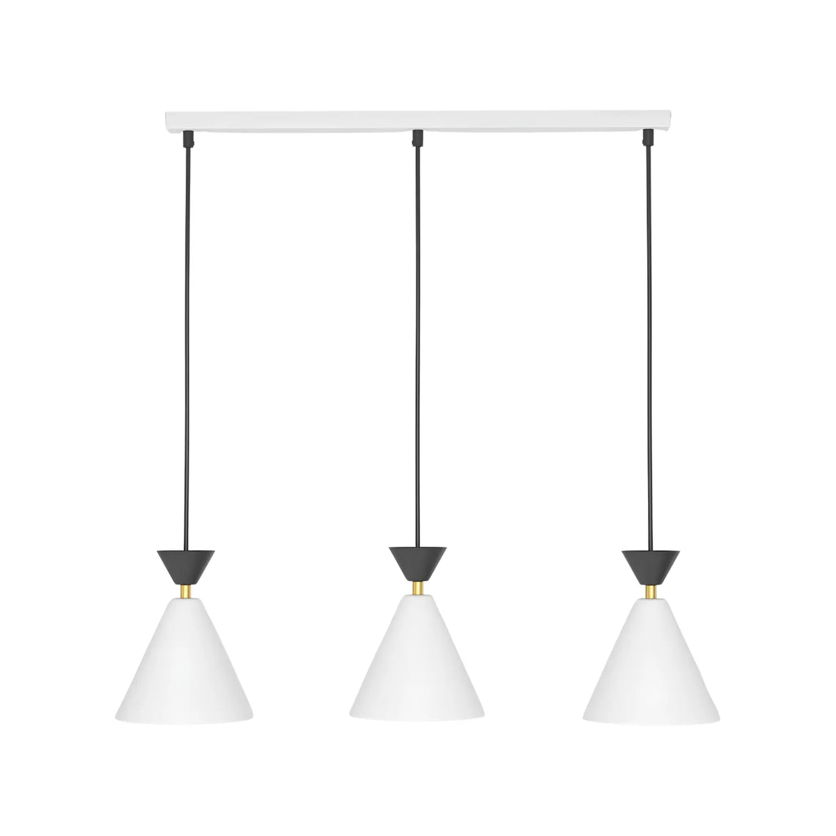 Emibig Klever Pendellampa 3-ljus 71x16 cm, Vit/Svart