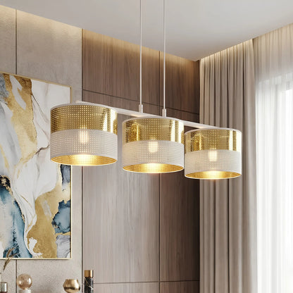 Emibig Lux Pendellampa 3-ljus 70x20 cm, Vit/Guld