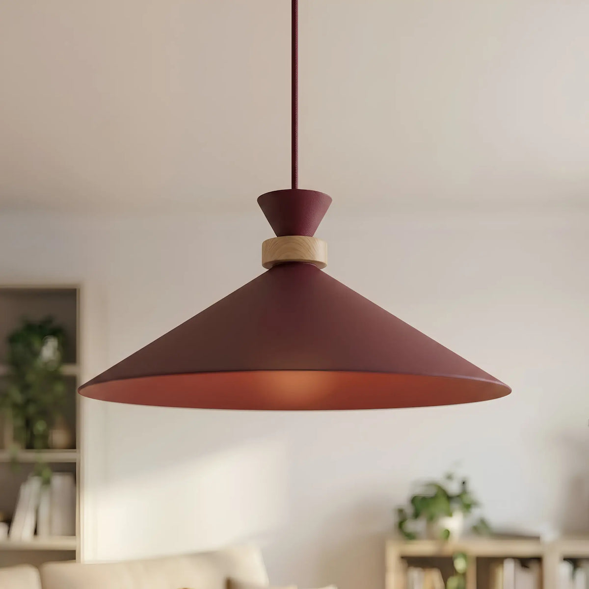 Emibig Olivo Pendellampa Ø40 cm, Vinröd