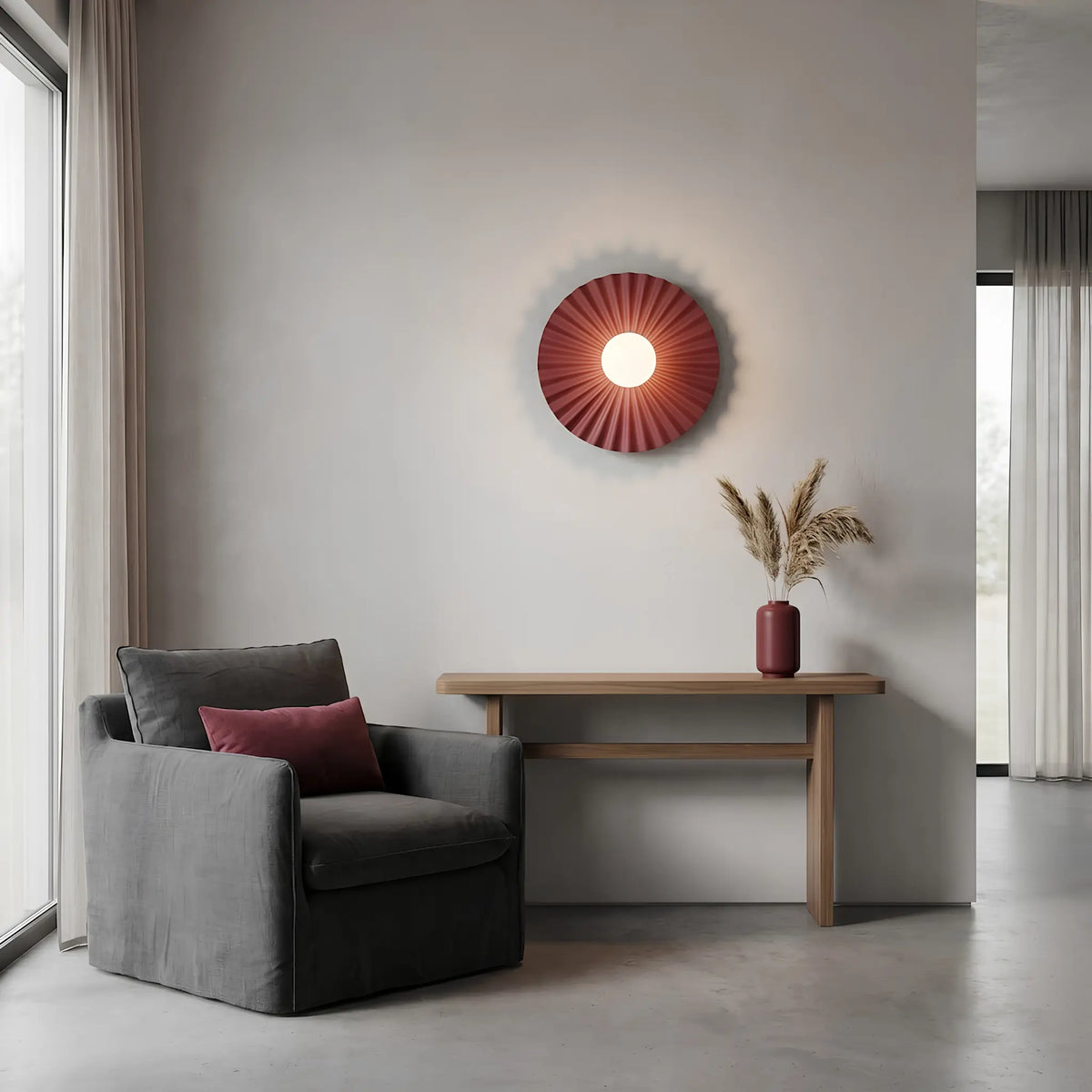 Emibig Umbra Vägglampa 35x35 cm, Vinröd
