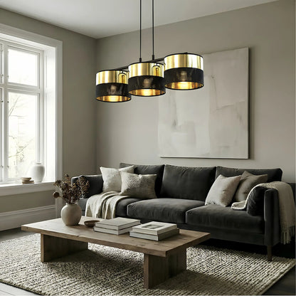 Emibig Lux Pendellampa 3-ljus 70x20 cm, Svart/Guld