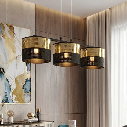 Emibig Lux Pendellampa 3-ljus 70x20 cm, Svart/Guld
