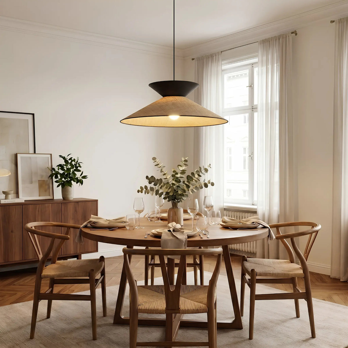Emibig Softa Pendellampa Ø50 cm, Svart/Beige