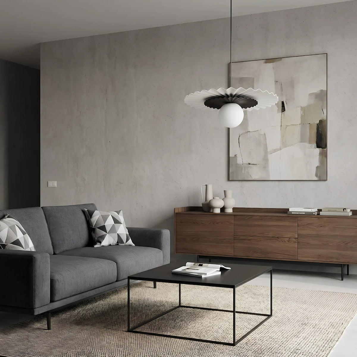 Emibig Umbra Pendellampa Ø35 cm, Svart/Vit