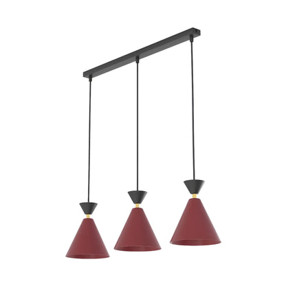 Emibig Klever Pendellampa 3-ljus 71x16 cm, Svart/Vinröd