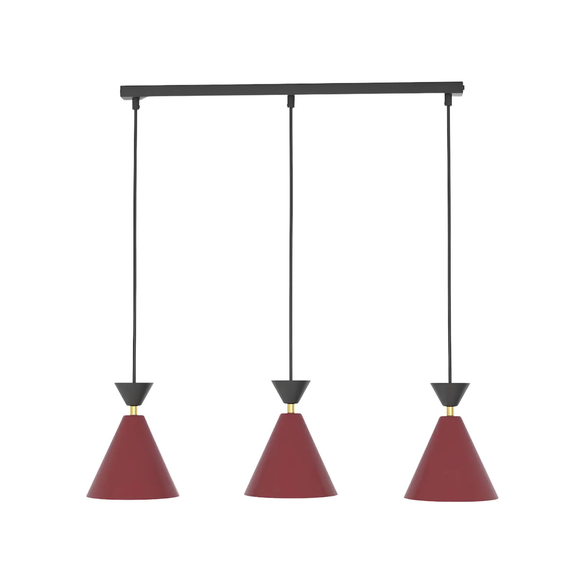 Emibig Klever Pendellampa 3-ljus 71x16 cm, Svart/Vinröd