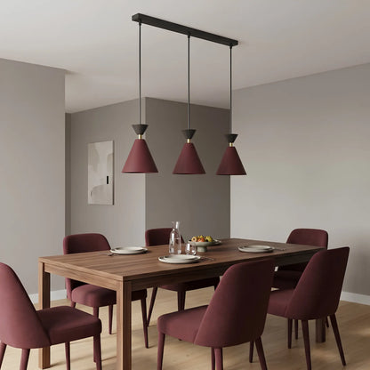 Emibig Klever Pendellampa 3-ljus 71x16 cm, Svart/Vinröd