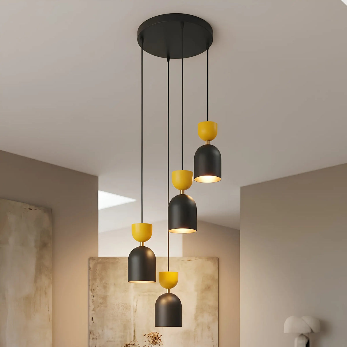 Emibig Gaudi Pendellampa 4-ljus Ø38 cm, Svart/Orange