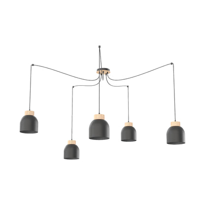Emibig Kru Pendellampa 5-ljus, Svart