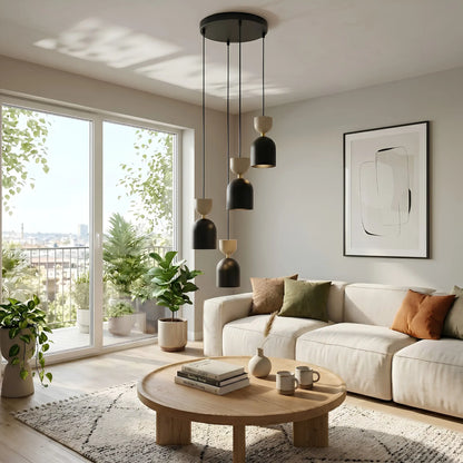 Emibig Gaudi Pendellampa 4-ljus Ø38 cm, Svart/Beige