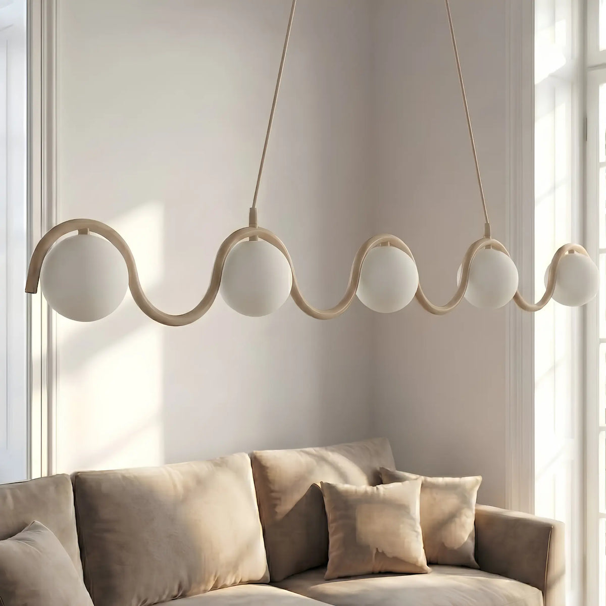 Emibig Sinus Pendellampa 5-ljus 110x10 cm, Beige