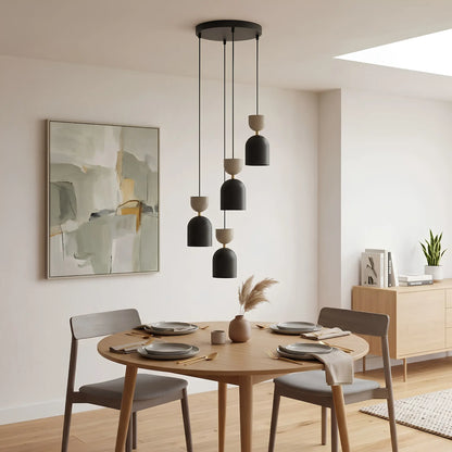 Emibig Gaudi Pendellampa 4-ljus Ø38 cm, Svart/Beige