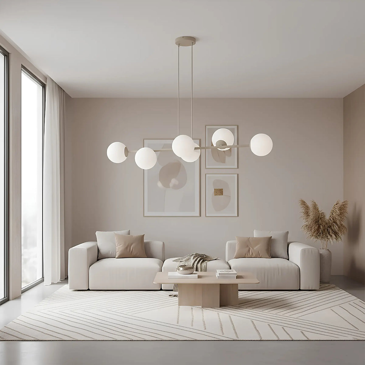 Emibig Magnus Pendellampa 6-ljus 110x30 cm, Beige