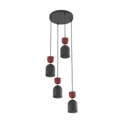 Emibig Gaudi Pendellampa 4-ljus Ø38 cm, Svart/Vinröd