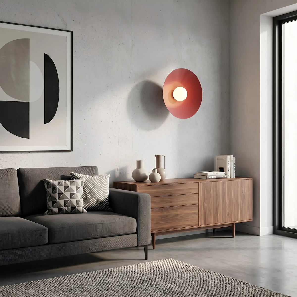 Emibig Mono Vägglampa 50x18 cm, Vinröd