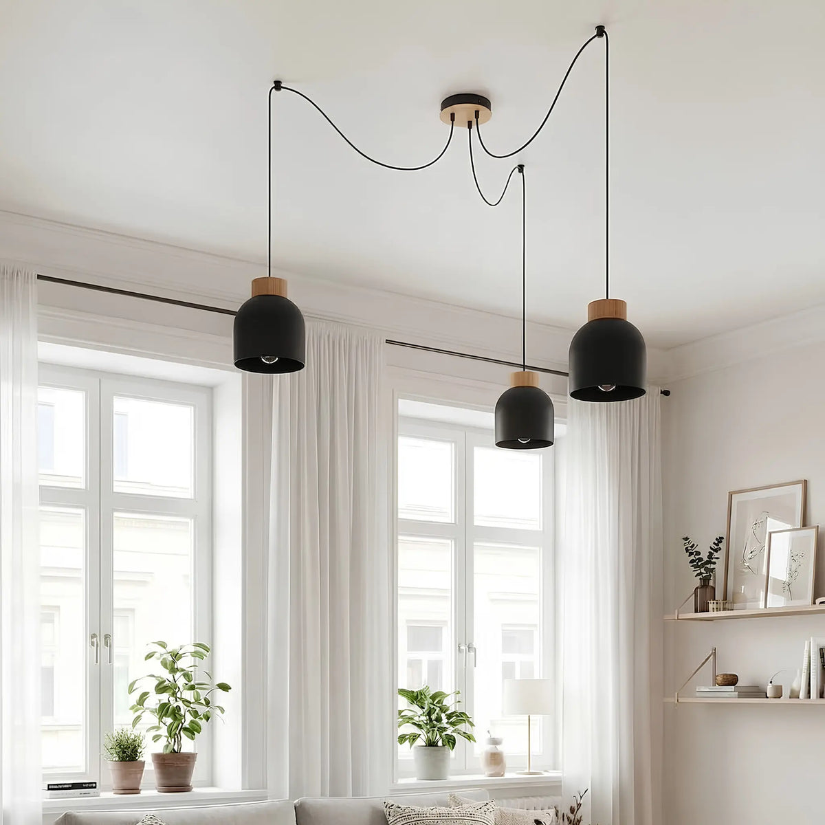 Emibig Kru Pendellampa 3-ljus, Svart