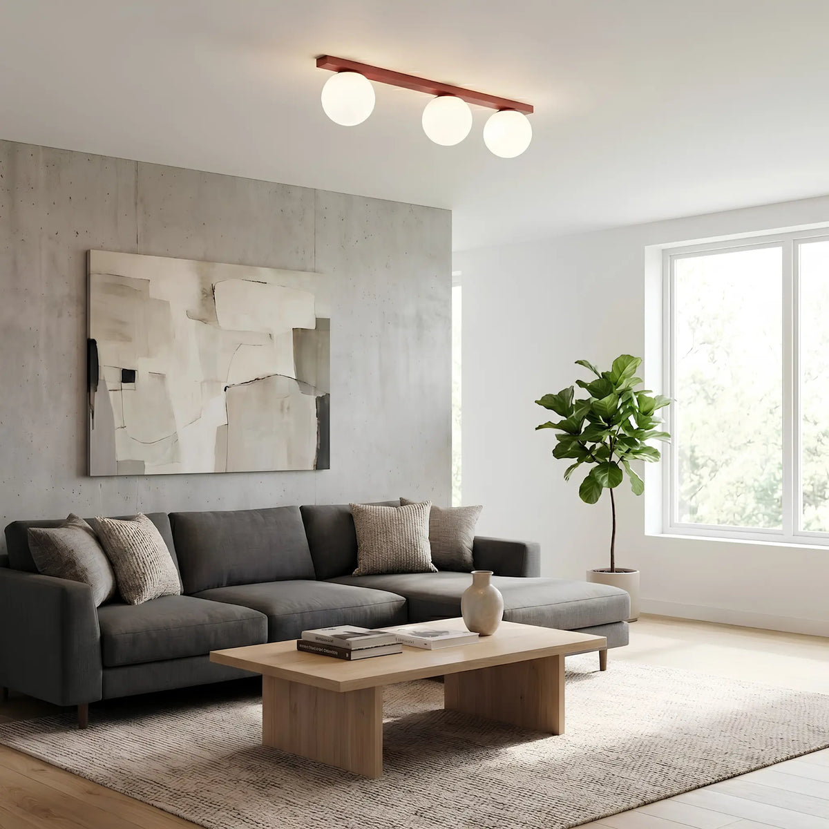 Emibig Fit Taklampa 3-ljus 70x14 cm, Vinröd