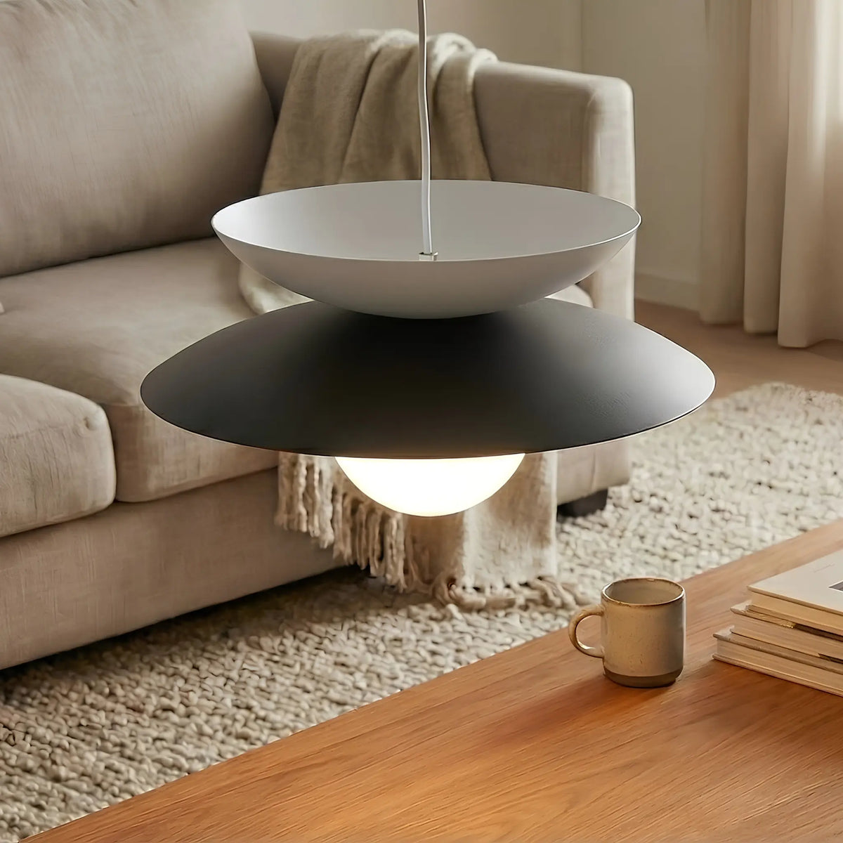 Emibig Nagoya Pendellampa Ø41 cm, Svart/Vit