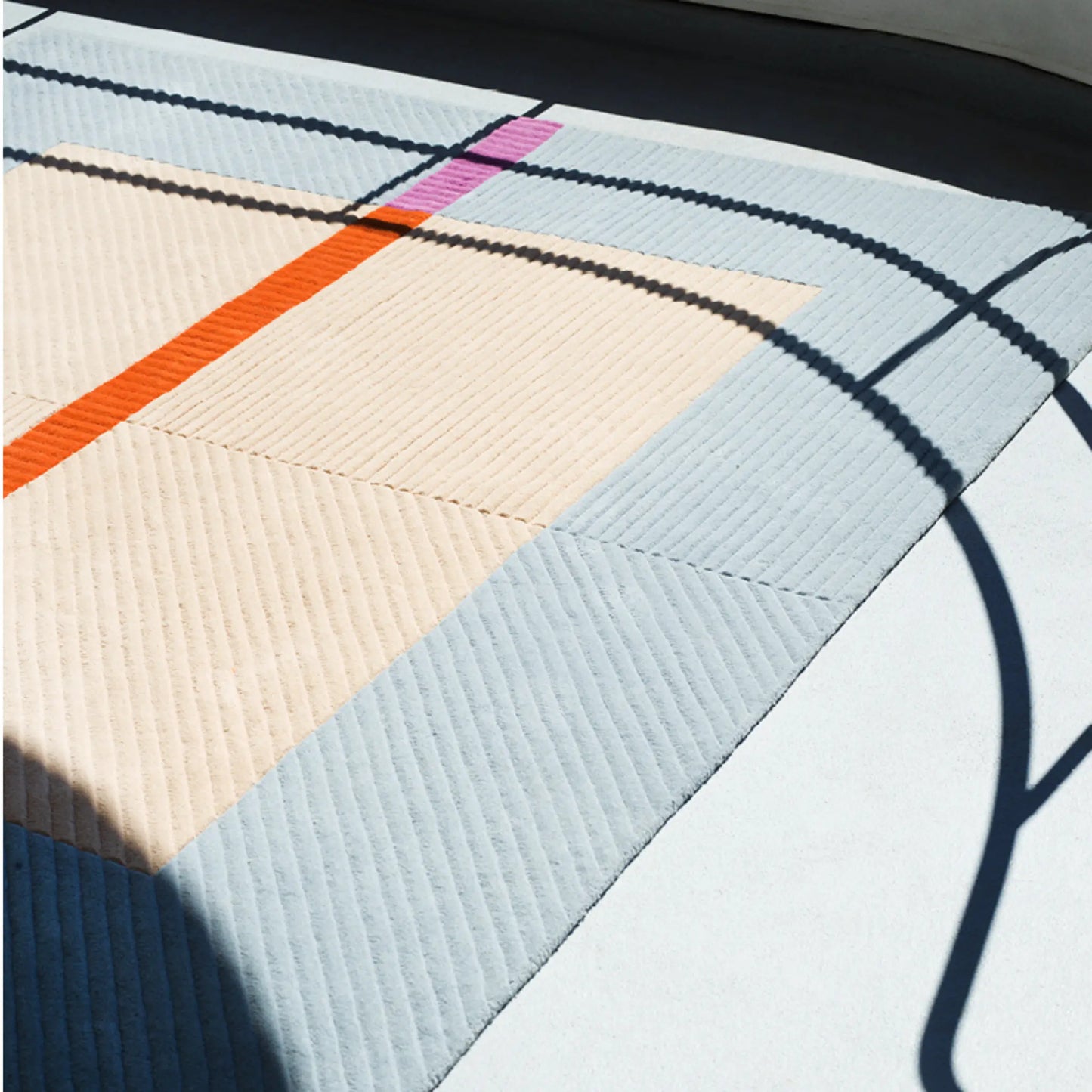 Finarte Akaatti Matta 170x170 cm, Beige/Blå