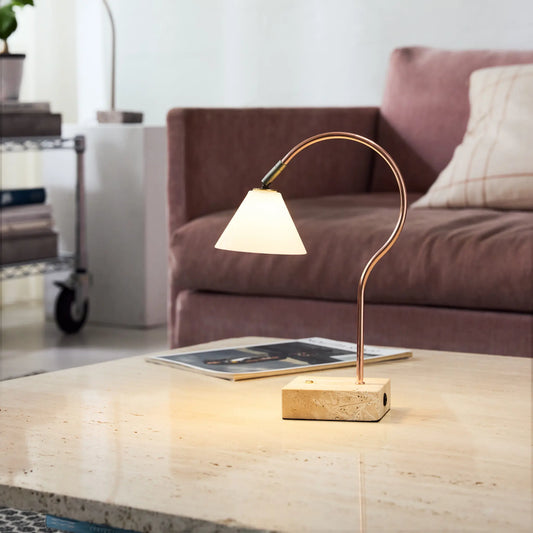 Halo Design Question Portabel Bordslampa, Koppar Antikmässing Opalglas