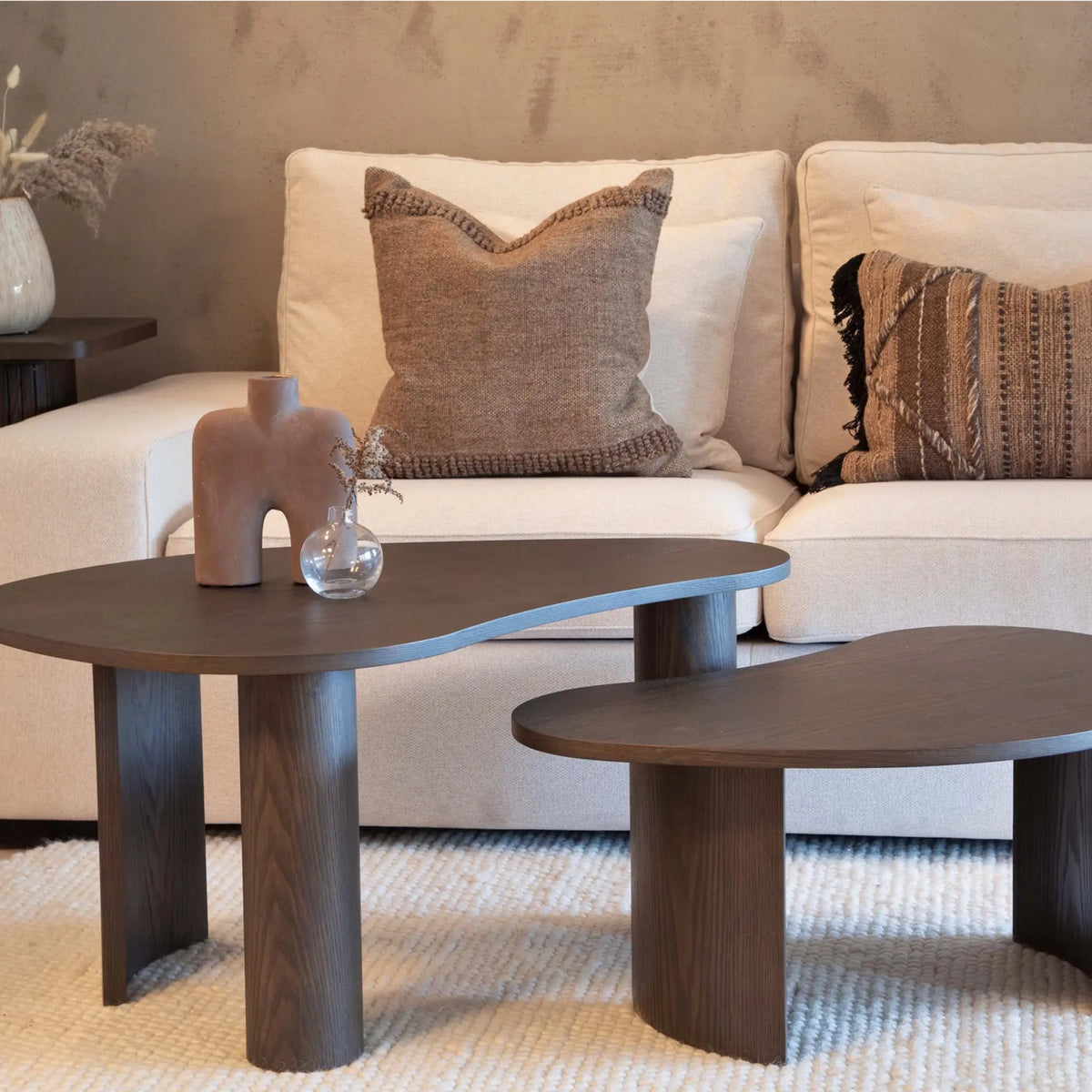 Holmen Dråpe Soffbordsset 79x51/95x67 cm, Mörkbrun