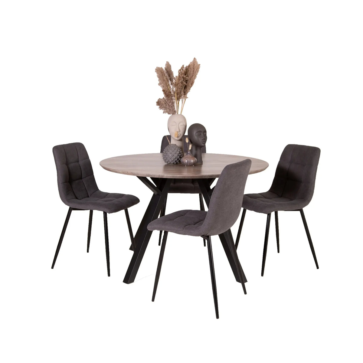 Holmen Smokey (M) Matbord Ø120 cm, Grå, Svart