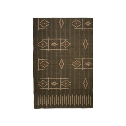 Madam Stoltz Matta Handvävd 160x240 cm, Khaki/Offwhite/Brun