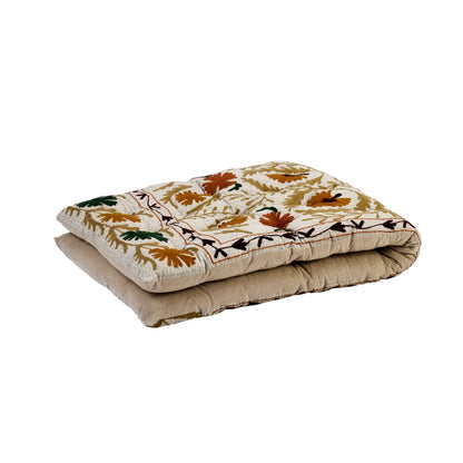 Madam Stoltz Suzani Madrass Broderad 70x180 cm, Senapsgul/Nougat/Merlot
