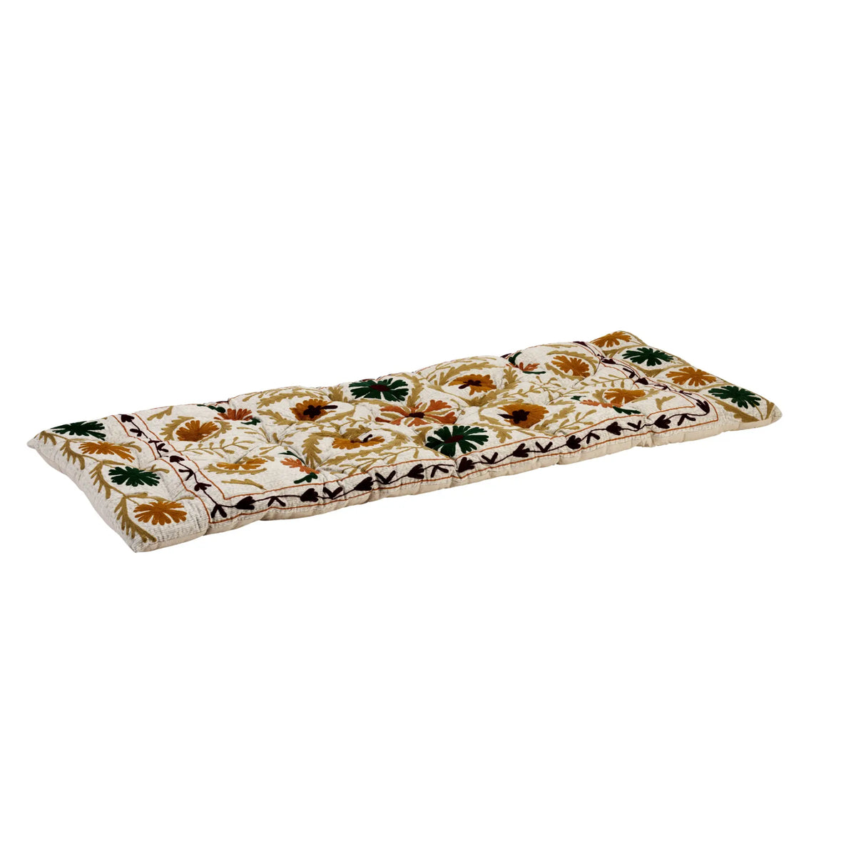 Madam Stoltz Suzani Madrass Broderad 70x180 cm, Senapsgul/Nougat/Merlot