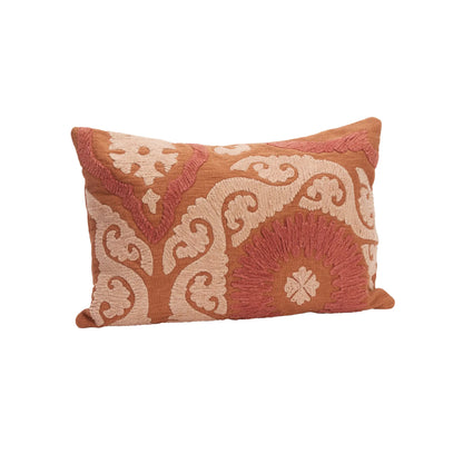 Madam Stoltz Suzani Kuddfodral Broderat 2-Pack 40x60 cm, Orange/Dusty Rose