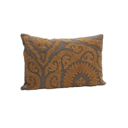 Madam Stoltz Suzani Kuddfodral Broderat 2-Pack 40x60 cm, Antracit/Karamell