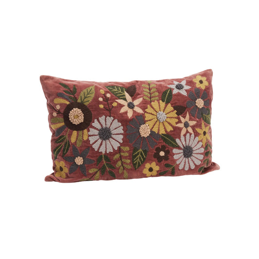 Madam Stoltz Kuddfodral Broderat 2-Pack 40x60 cm, Dusty Rose/Multifärgad