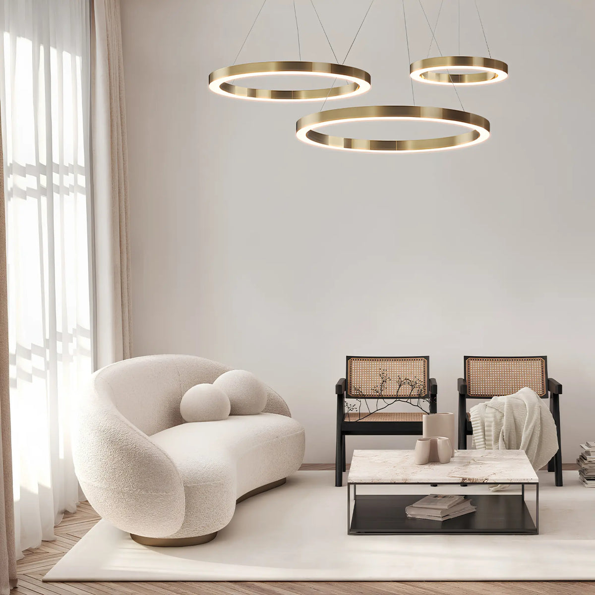 Maytoni Saturno Pendellampa Ø80 cm, Mässing