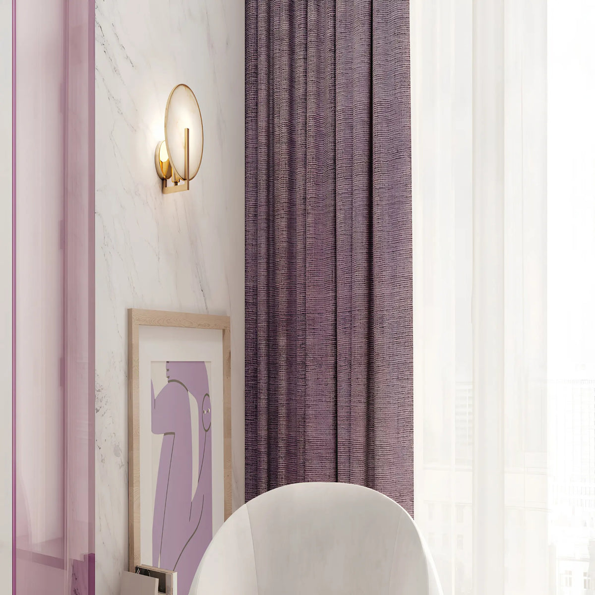 Maytoni Marmo Vägglampa H21 cm, Mässing