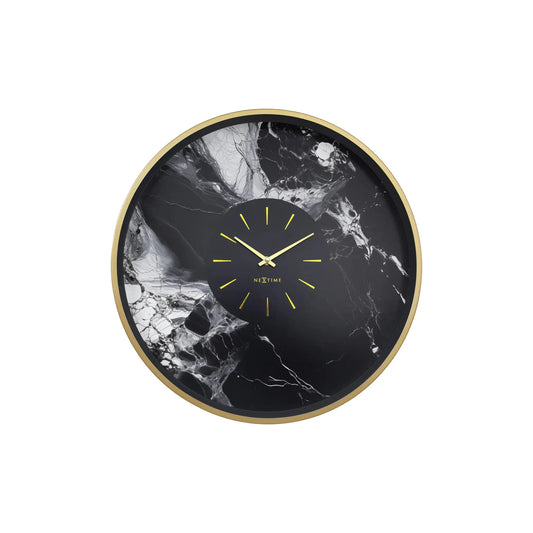 NeXtime Marble Duo Väggklocka 48 cm, Guld/Svart