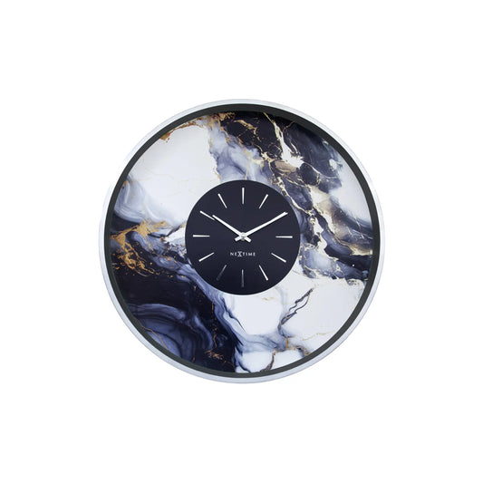 NeXtime Marble Duo Väggklocka 48 cm, Silver/Vit