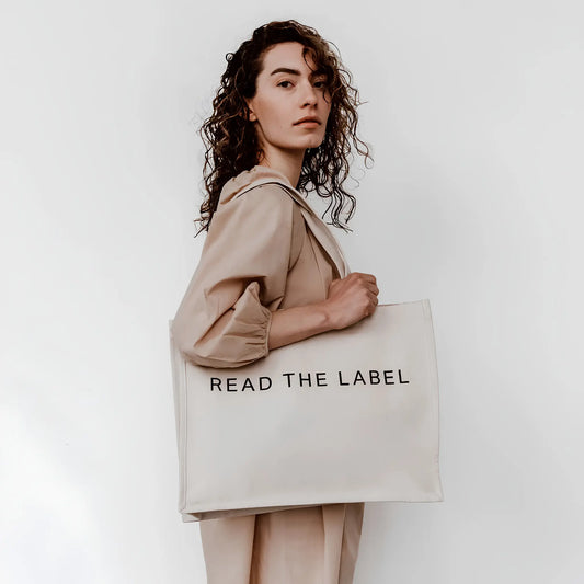 Read The Label Canvas Tote Bag, Neutral