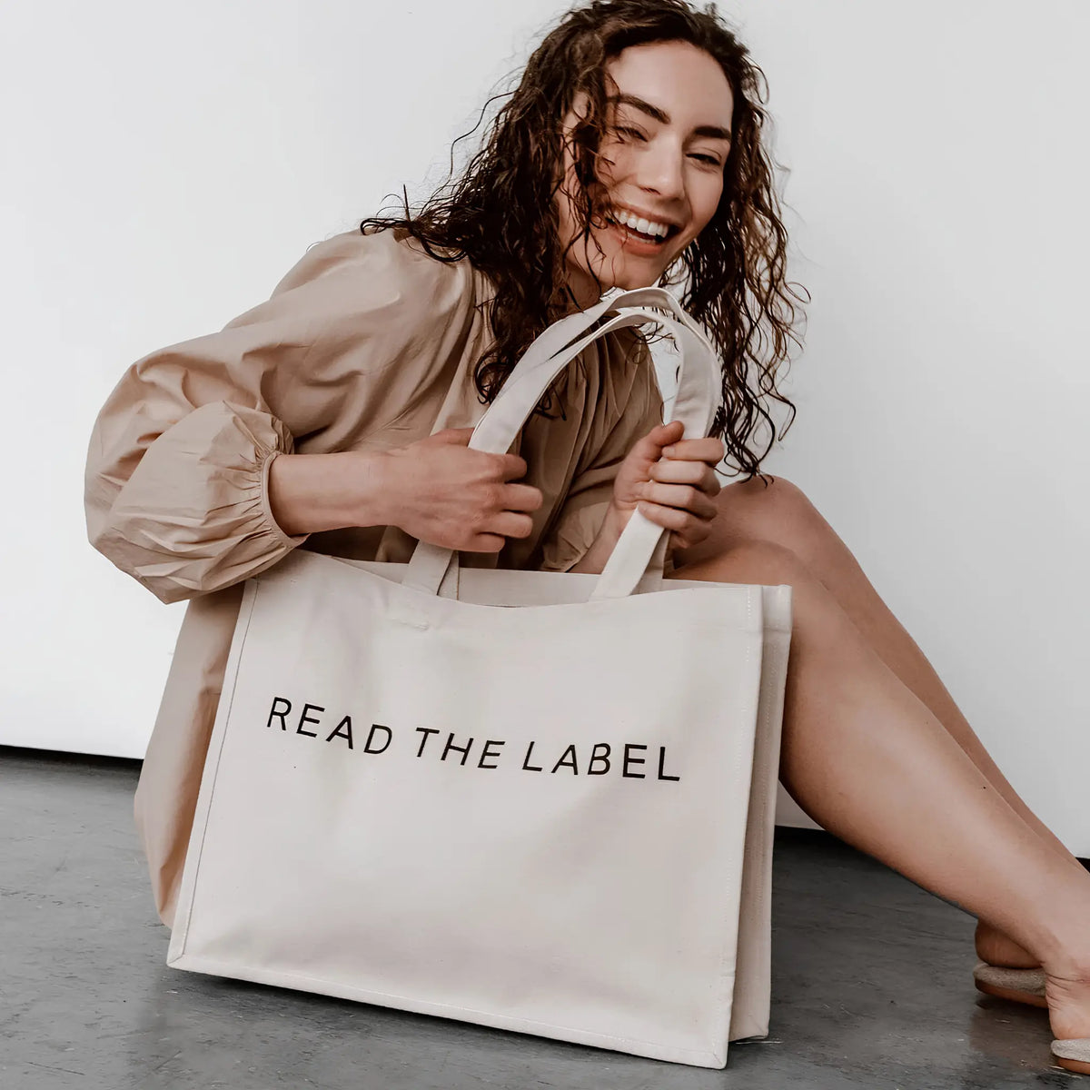 Read The Label Canvas Tote Bag, Neutral