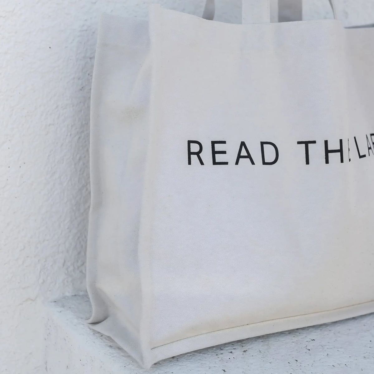 Read The Label Canvas Tote Bag, Neutral