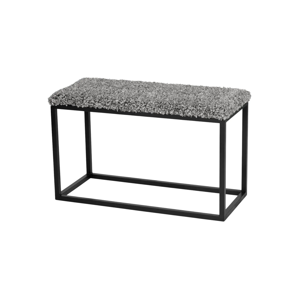 Skinnwille Palle Bänk L i Lumme 80x35x50 cm, Sten/Svart