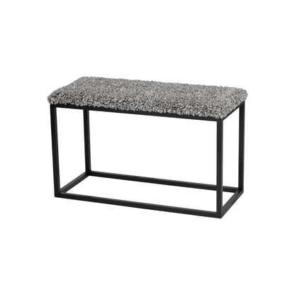 Skinnwille Palle Bänk L i Lumme 80x35x50 cm, Sten/Svart
