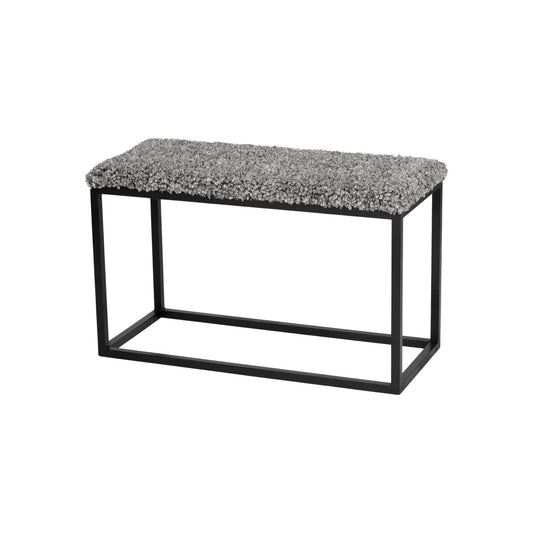 Skinnwille Palle Bänk L i Lumme 80x35x50 cm, Sten/Svart