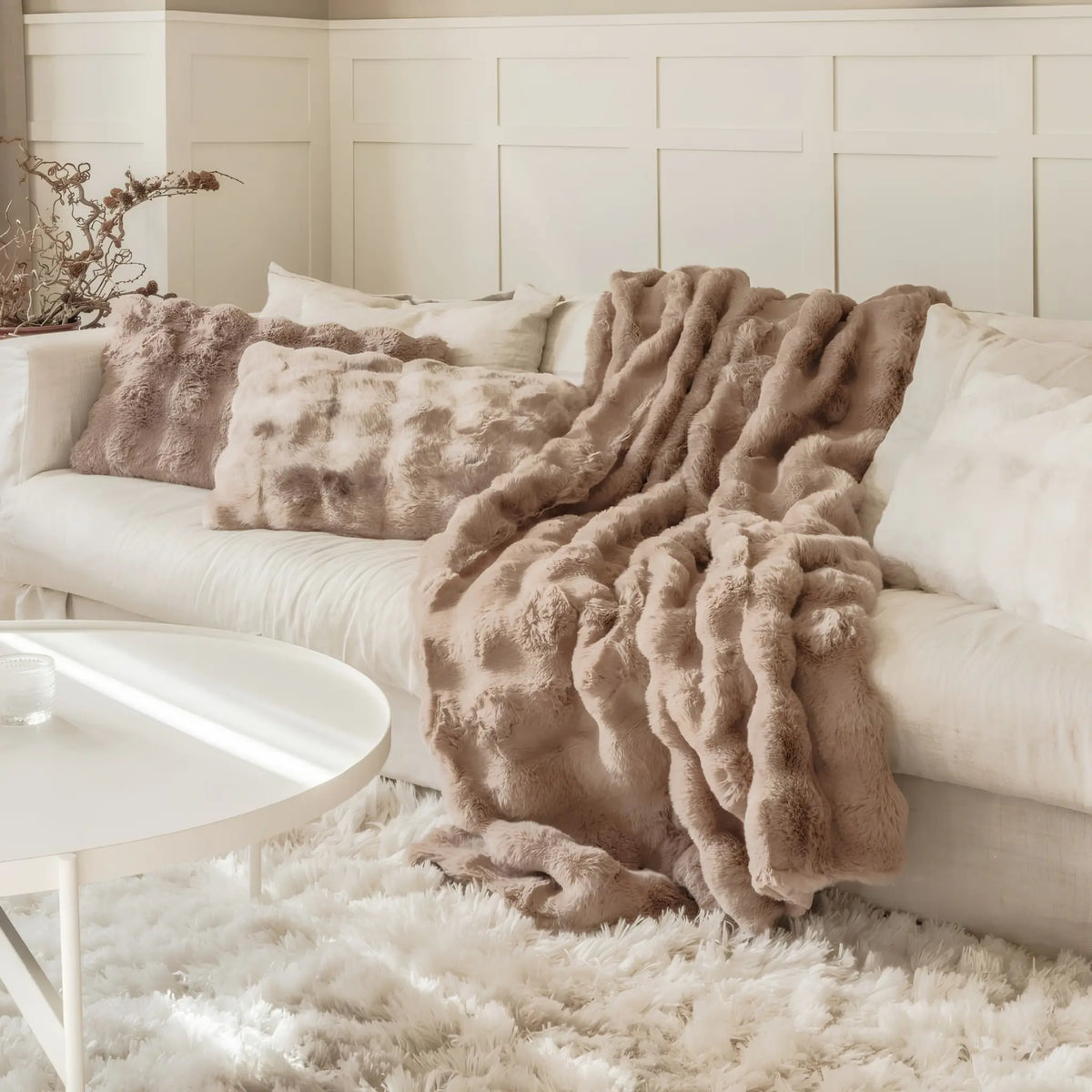 Skinnwille Misty Pläd L 140x220 cm, Taupe