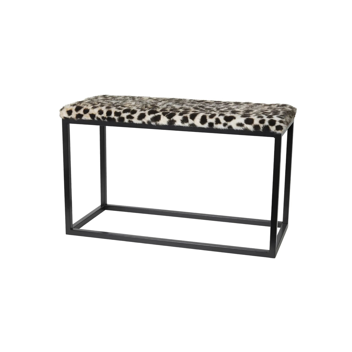 Skinnwille Palle Bänk L Fuskpäls 80x35x50 cm, Leopard/Svart