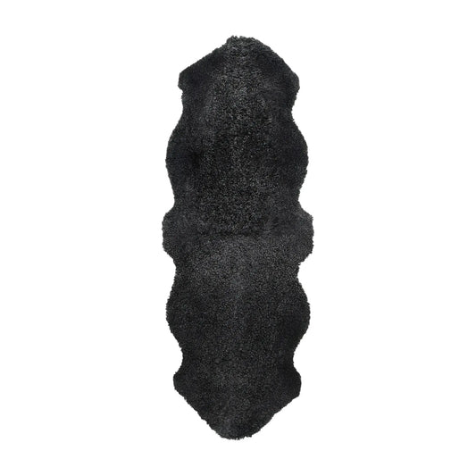Skinnwille Curly Fårskinn Dubbel 60x180 cm, Mörkgrå