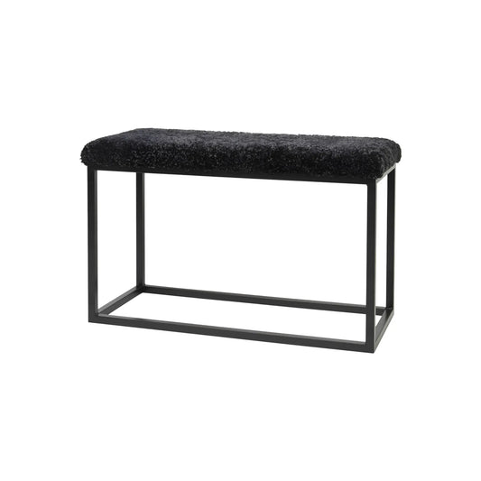 Skinnwille Palle Bänk L Curly 80x35x50 cm, Grey/Black