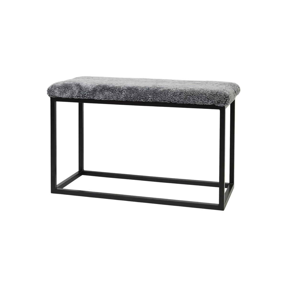 Skinnwille Palle Bänk L Curly 80x35x50 cm, Silvergrey/Black