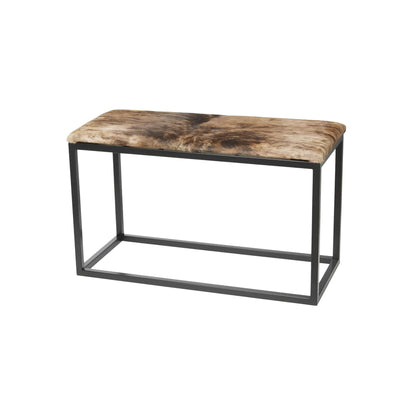 Skinnwille Palle Bänk L Koskinn 80x35x50 cm, Brun/Vit/Svart