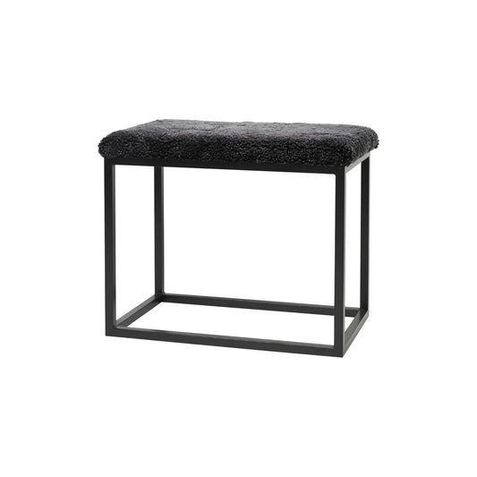 Skinnwille Palle Bänk M Curly 60x35x50 cm, Grey/Black