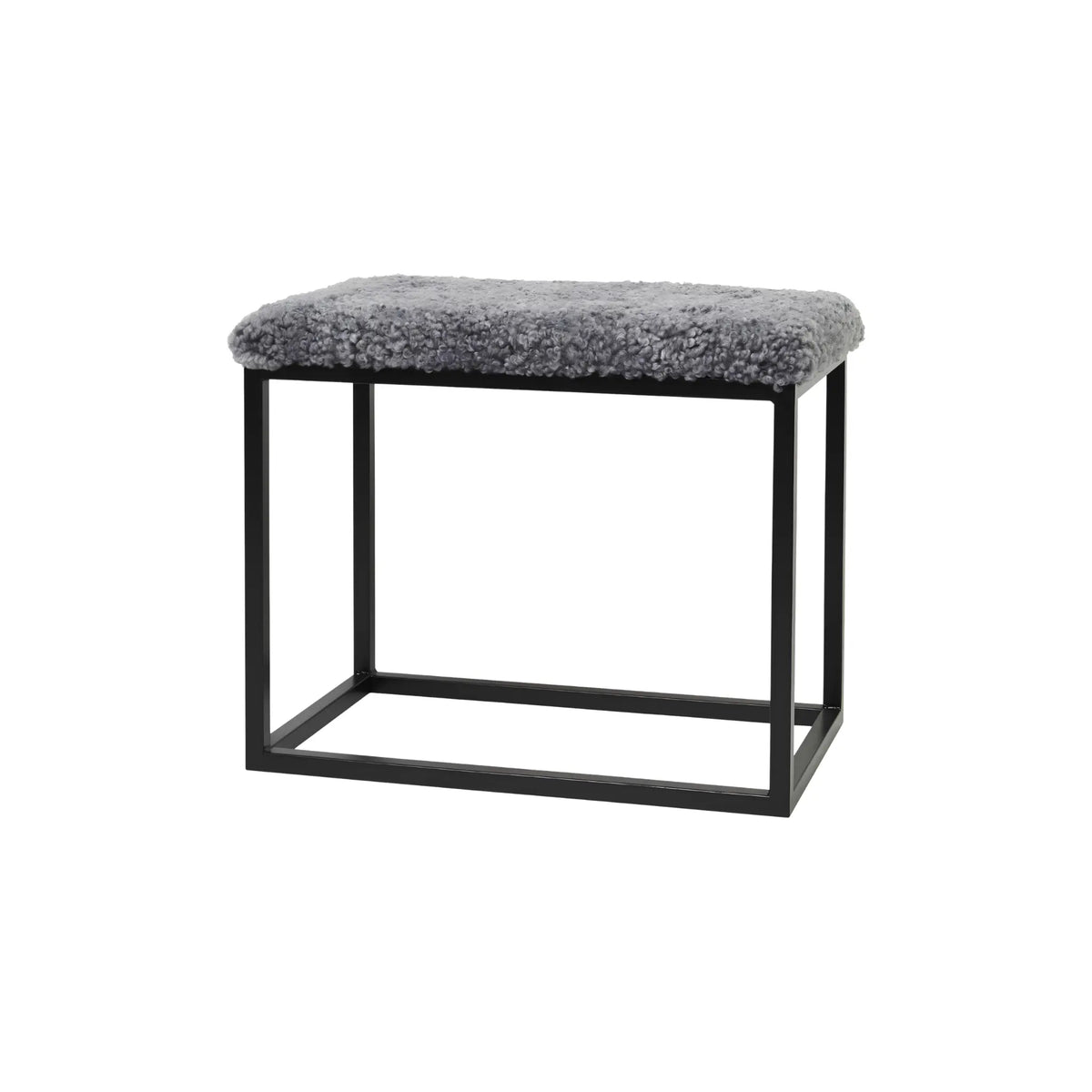 Skinnwille Palle Bänk M Curly 60x35x50 cm, Silvergrey/Black